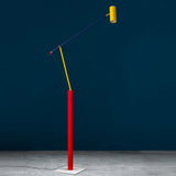Colorful Adjustable Swing Arm LED Floor Lamp with Yellow Shade Image - 7