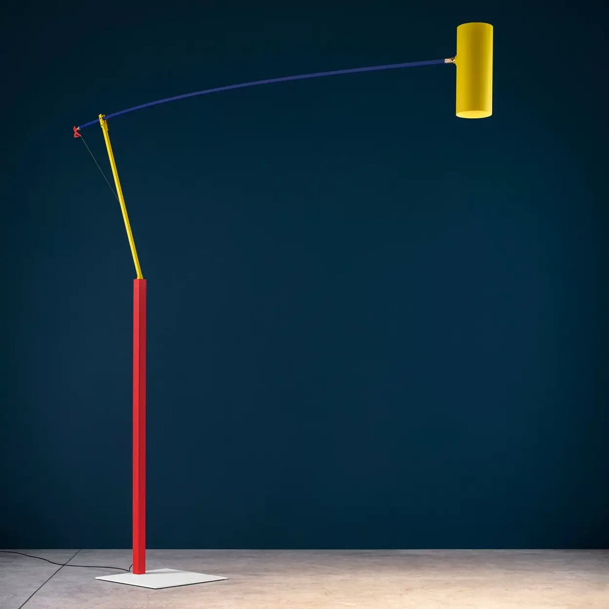 Colorful Adjustable Swing Arm LED Floor Lamp with Yellow Shade Image - 8