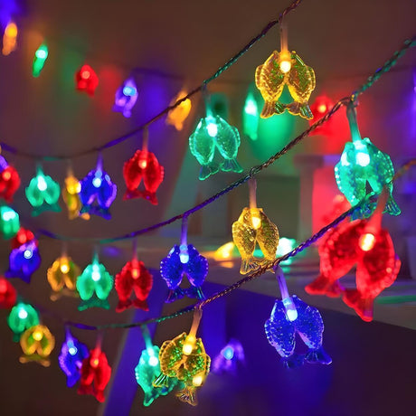 Colorful Fish-Shaped Outdoor Decorative String Lights Image - 1