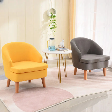 Colorful Flannel Curved Back Accent Chair with Slipcover Image - 1