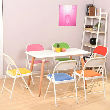 Colorful Foldable Armless Metal Home Low-Back Office Chair Image - 1