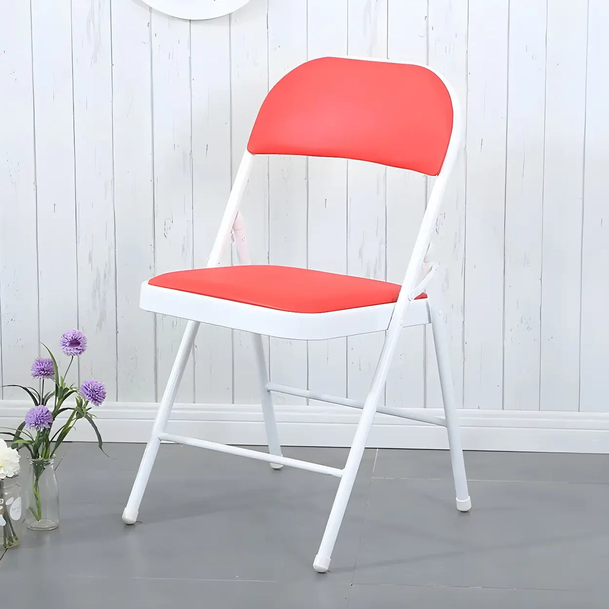 Colorful Foldable Armless Metal Home Low-Back Office Chair Image - 10