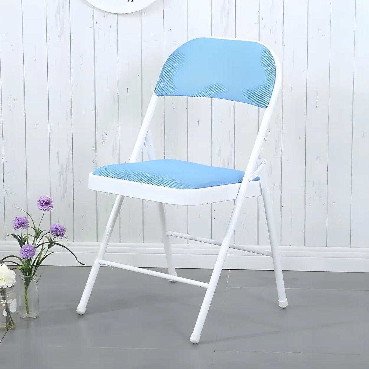 Colorful Foldable Armless Metal Home Low-Back Office Chair Image - 12
