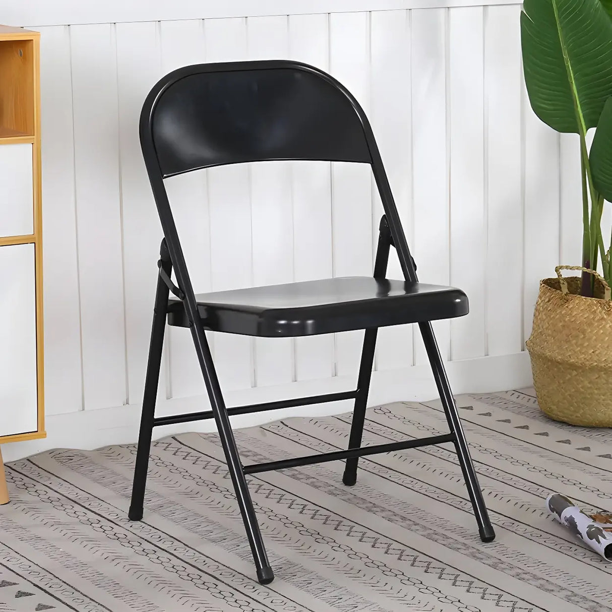 Colorful Foldable Armless Metal Home Low-Back Office Chair Image - 17