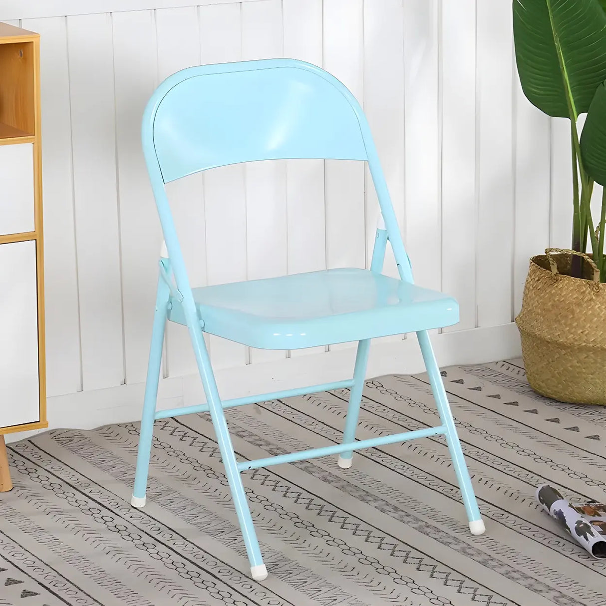 Colorful Foldable Armless Metal Home Low-Back Office Chair Image - 21