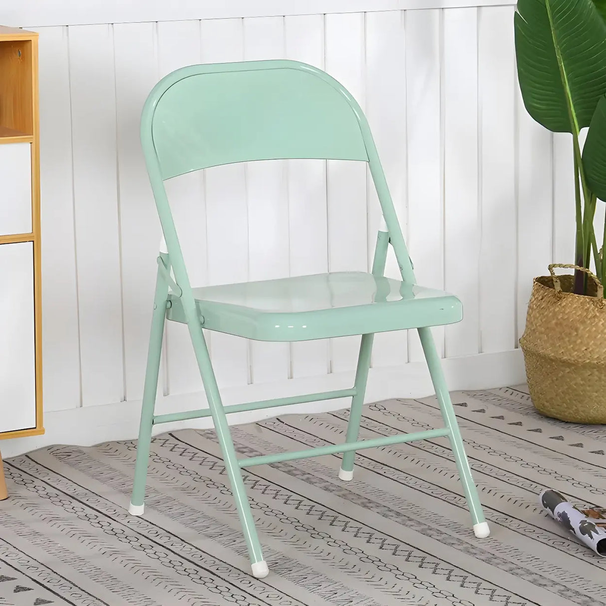 Colorful Foldable Armless Metal Home Low-Back Office Chair Image - 23