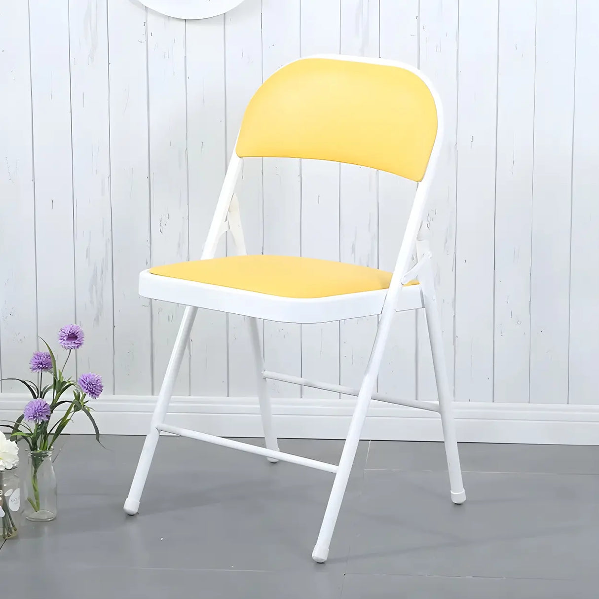 Colorful Foldable Armless Metal Home Low-Back Office Chair Image - 27