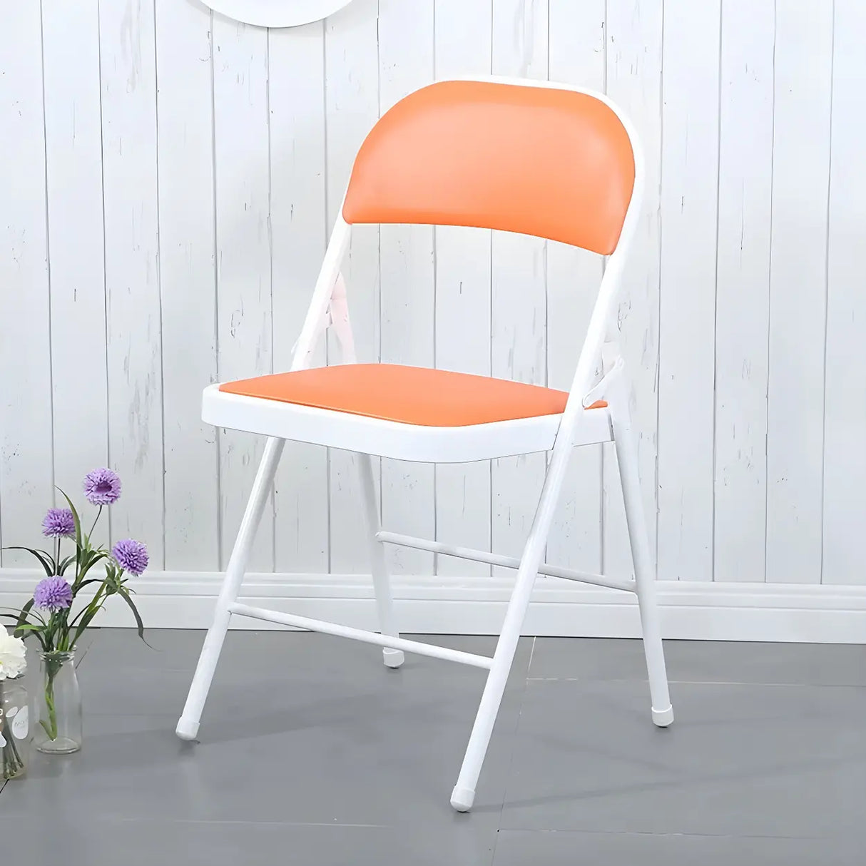 Colorful Foldable Armless Metal Home Low-Back Office Chair Image - 28
