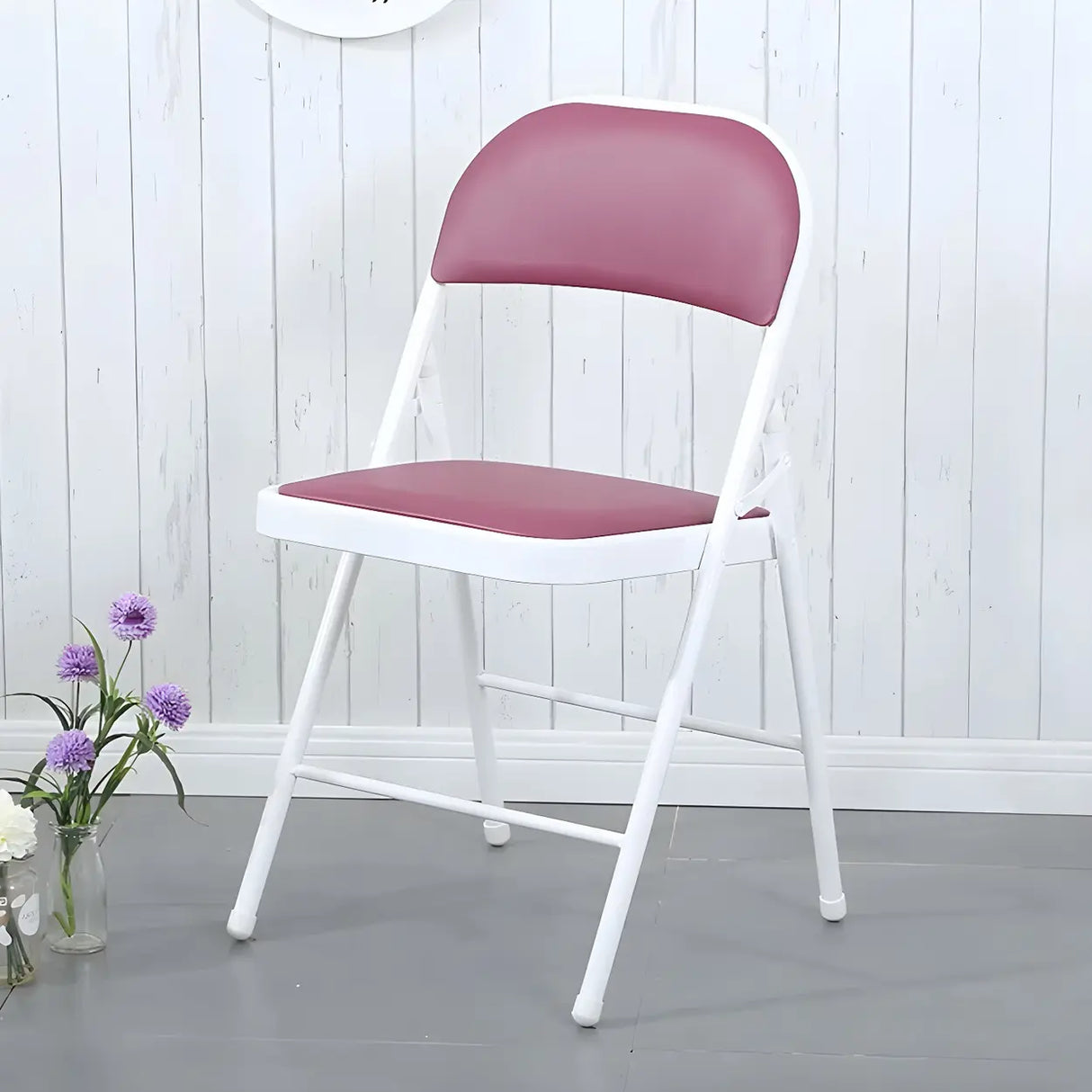 Colorful Foldable Armless Metal Home Low-Back Office Chair Image - 31