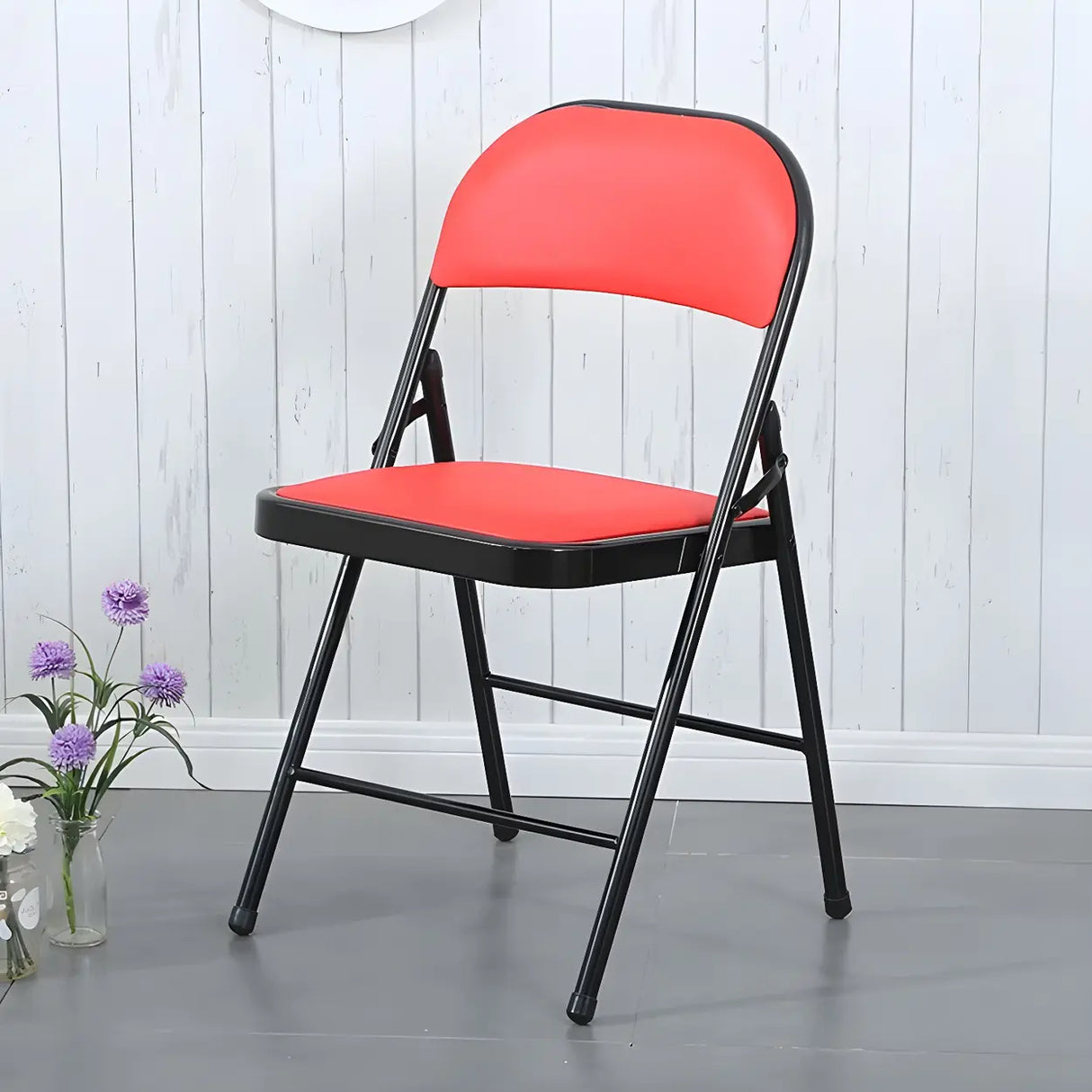 Colorful Foldable Armless Metal Home Low-Back Office Chair Image - 33