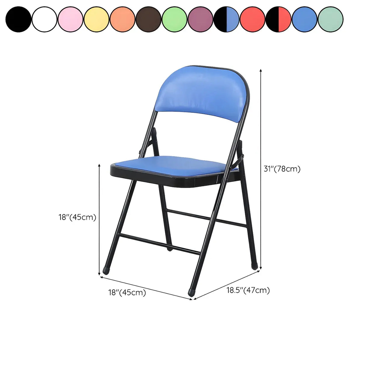 Colorful Foldable Armless Metal Home Low-Back Office Chair 
