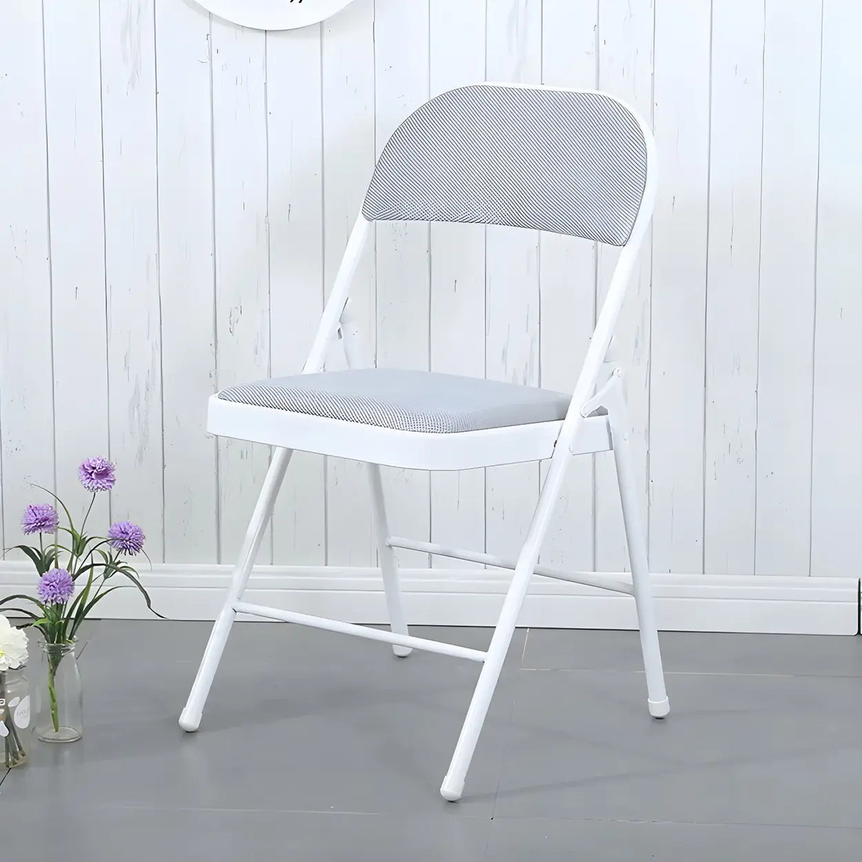 Colorful Foldable Armless Metal Home Low-Back Office Chair Image - 4