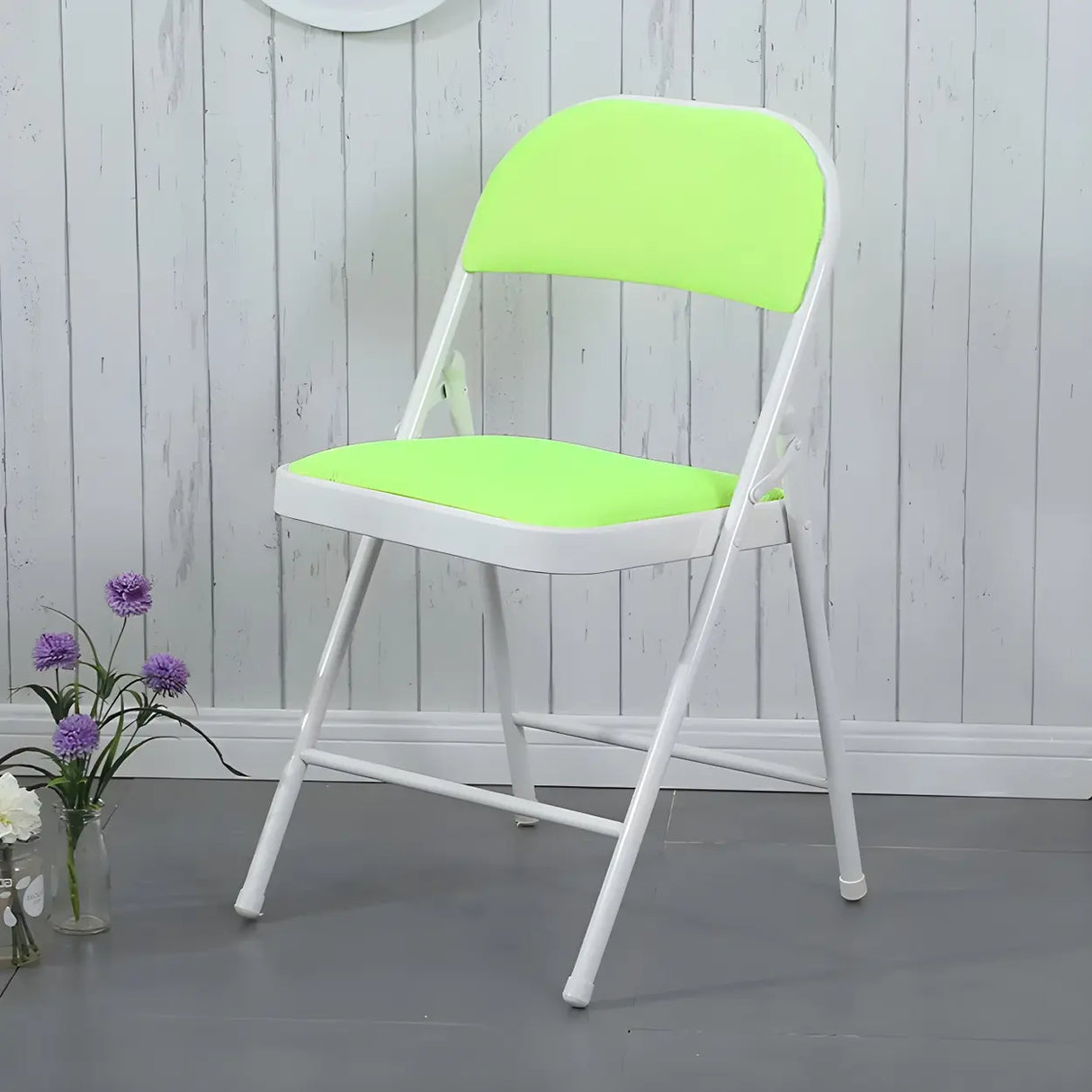 Colorful Foldable Armless Metal Home Low-Back Office Chair Image - 8