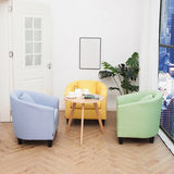 Colorful Linen Fixed Back Barrel Chair with Slipcover Image - 1