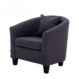 Colorful Linen Fixed Back Barrel Chair with Slipcover Image - 12