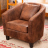 Colorful Linen Fixed Back Barrel Chair with Slipcover Image - 14