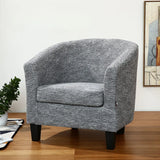 Colorful Linen Fixed Back Barrel Chair with Slipcover Image - 15