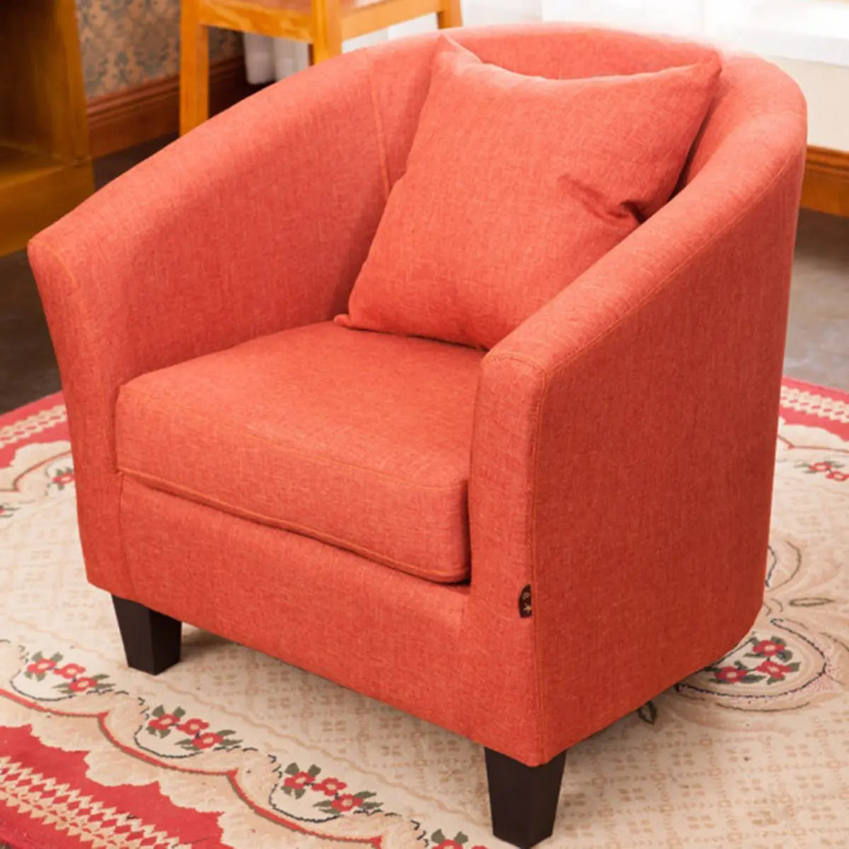 Colorful Linen Fixed Back Barrel Chair with Slipcover Image - 16