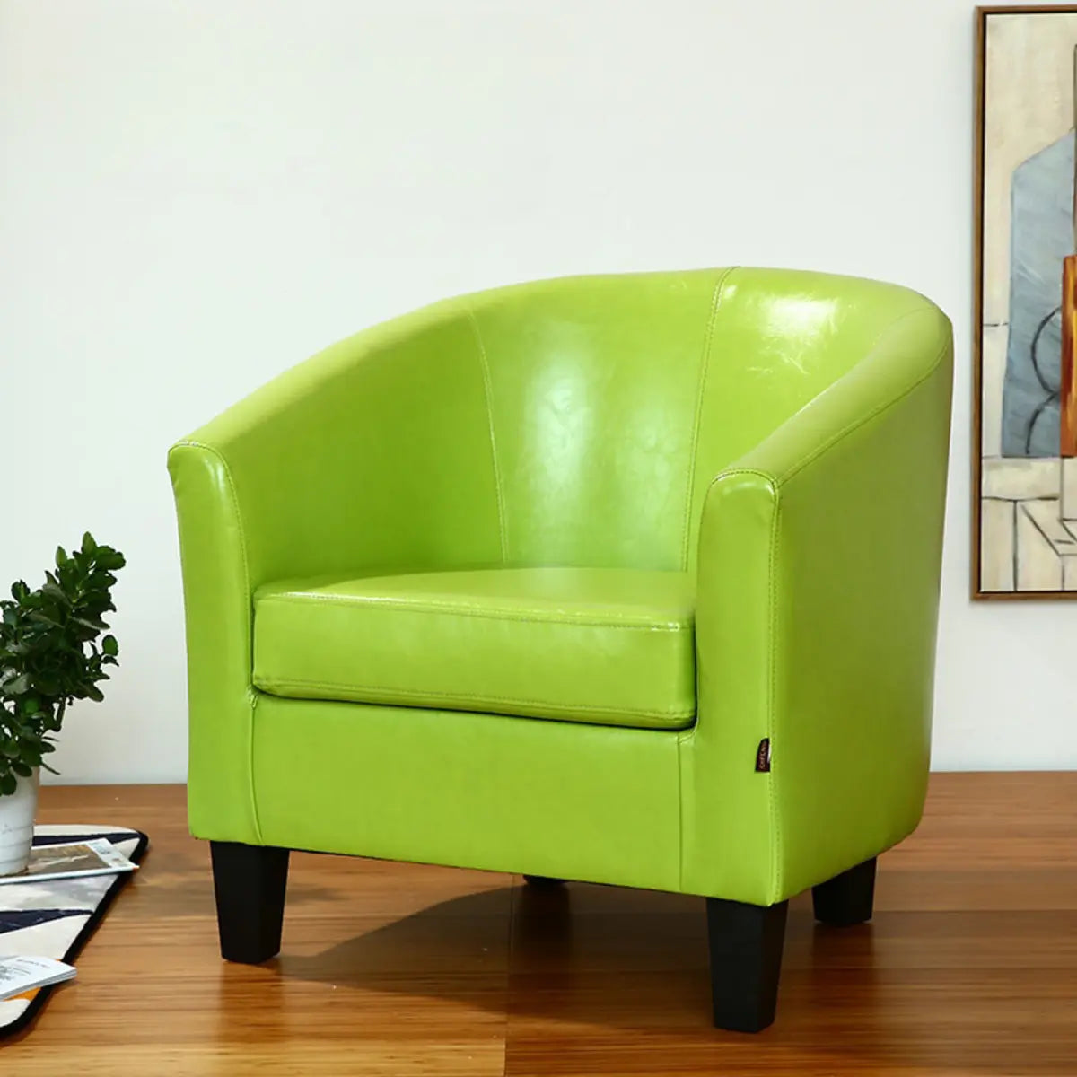 Colorful Linen Fixed Back Barrel Chair with Slipcover Image - 18