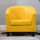 Colorful Linen Fixed Back Barrel Chair with Slipcover Image - 2