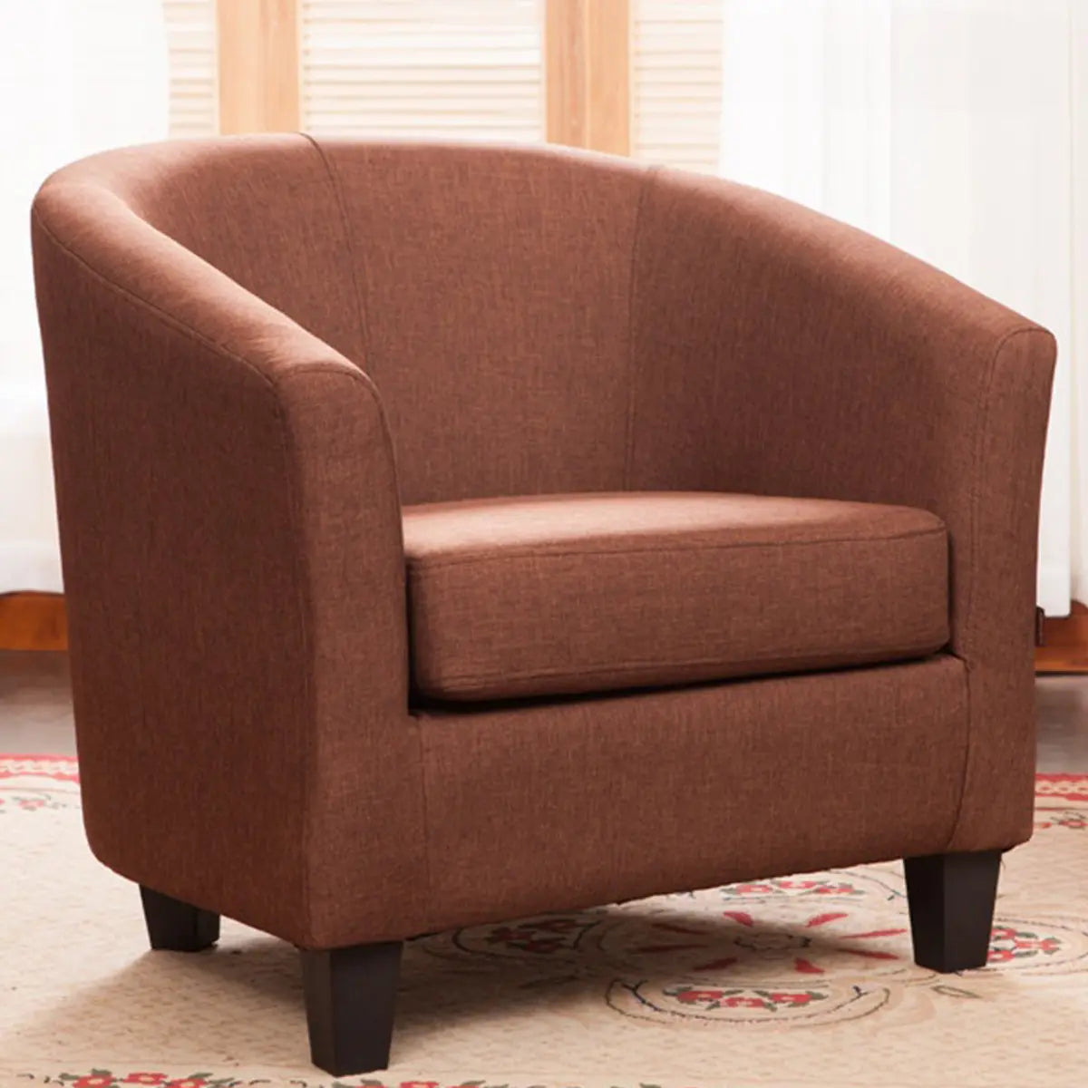 Colorful Linen Fixed Back Barrel Chair with Slipcover Image - 21