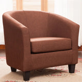 Colorful Linen Fixed Back Barrel Chair with Slipcover Image - 21