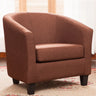 Colorful Linen Fixed Back Barrel Chair with Slipcover Image - 21