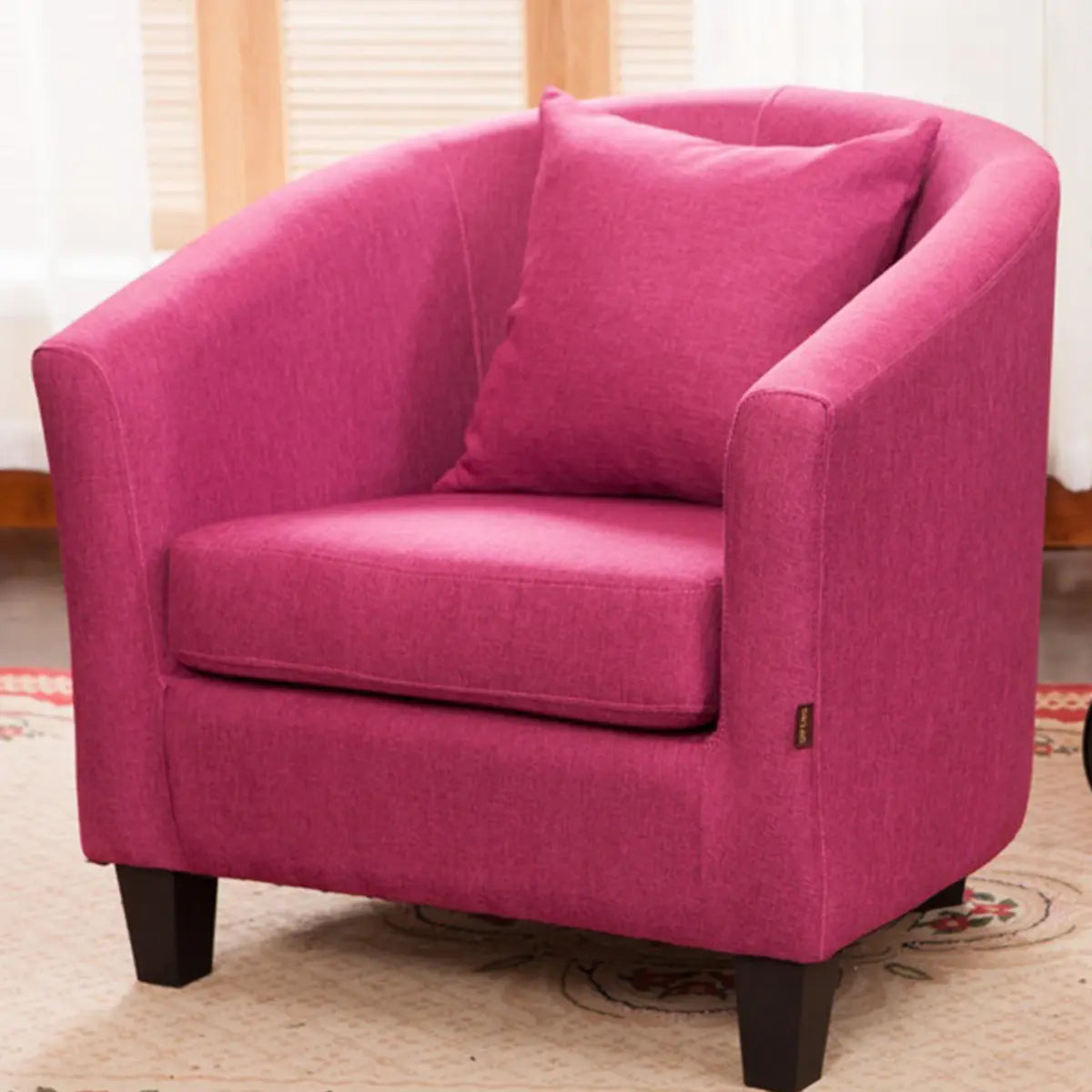 Colorful Linen Fixed Back Barrel Chair with Slipcover Image - 22