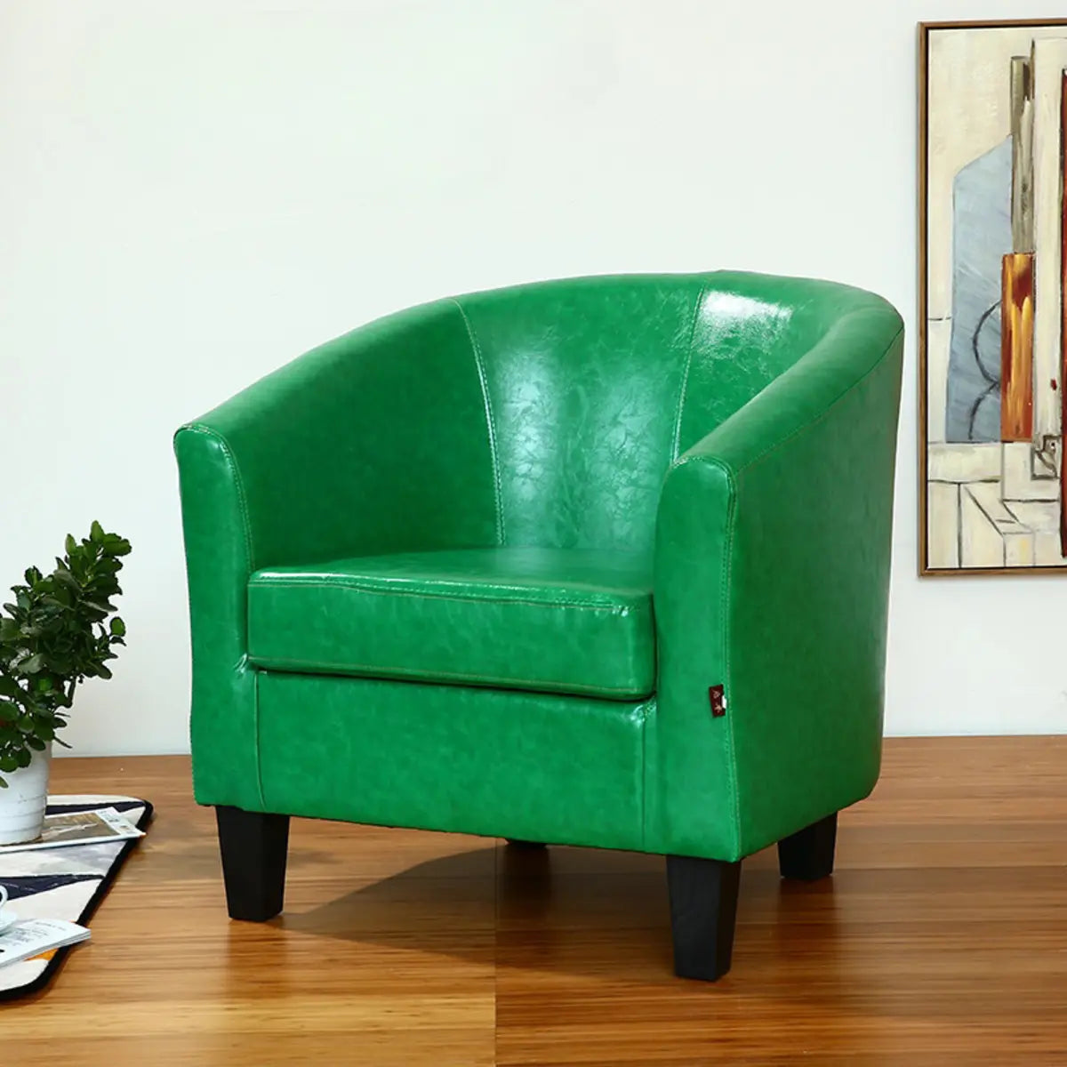 Colorful Linen Fixed Back Barrel Chair with Slipcover Image - 23