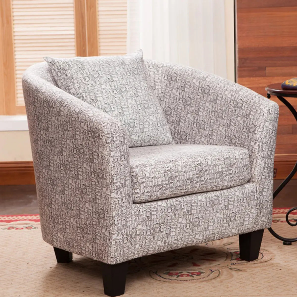 Colorful Linen Fixed Back Barrel Chair with Slipcover Image - 25