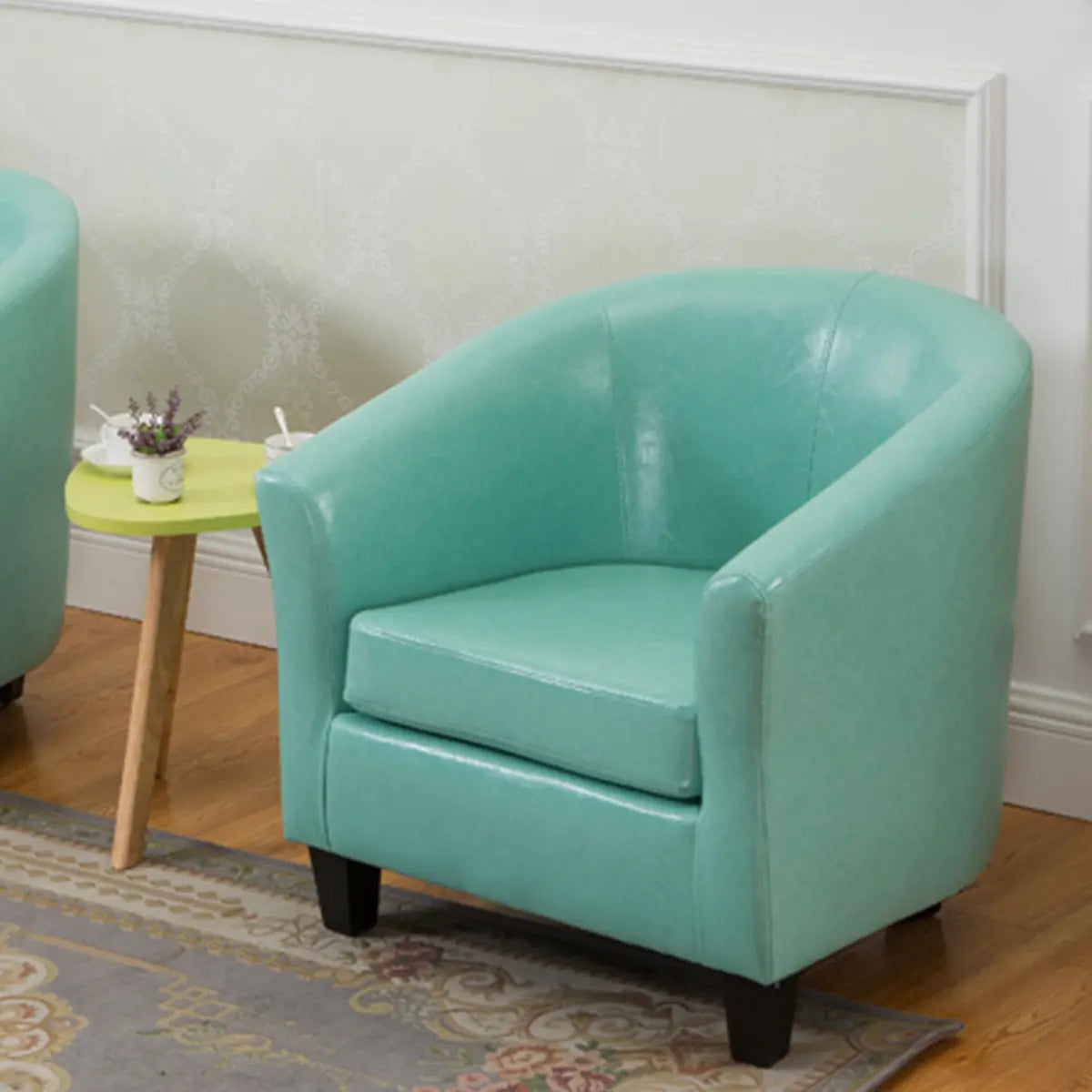Colorful Linen Fixed Back Barrel Chair with Slipcover Image - 27