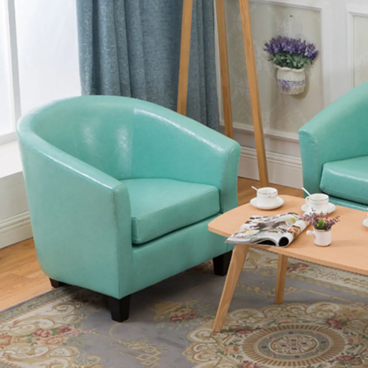 Colorful Linen Fixed Back Barrel Chair with Slipcover Image - 28