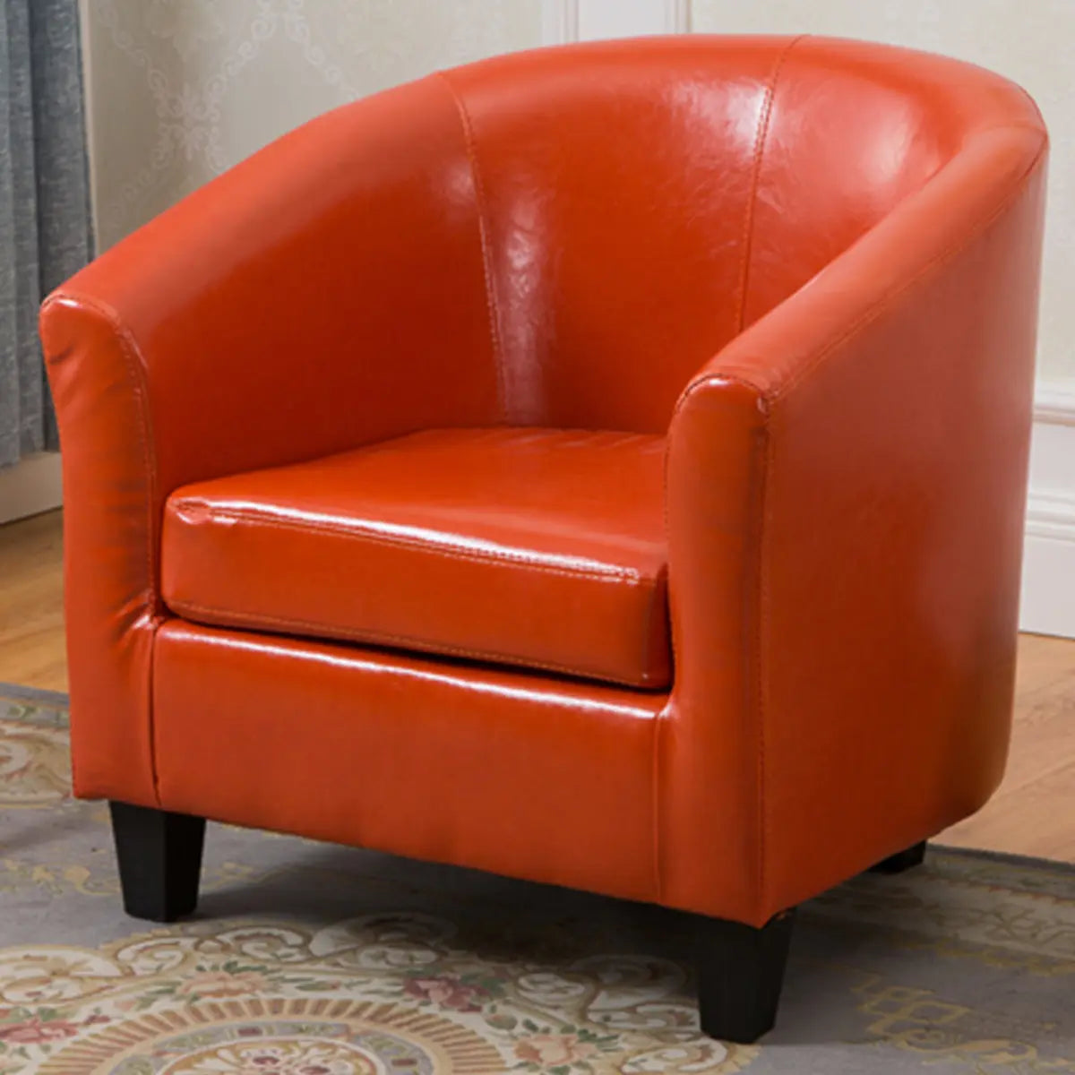 Colorful Linen Fixed Back Barrel Chair with Slipcover Image - 29