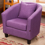 Colorful Linen Fixed Back Barrel Chair with Slipcover Image - 3