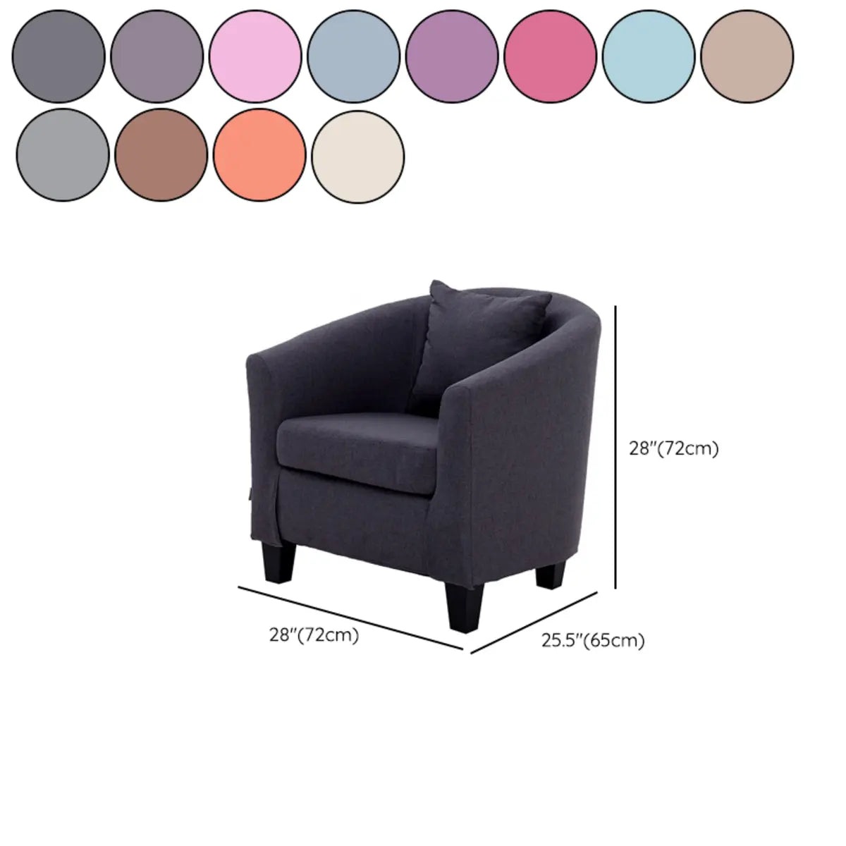 Colorful Linen Fixed Back Barrel Chair with Slipcover 