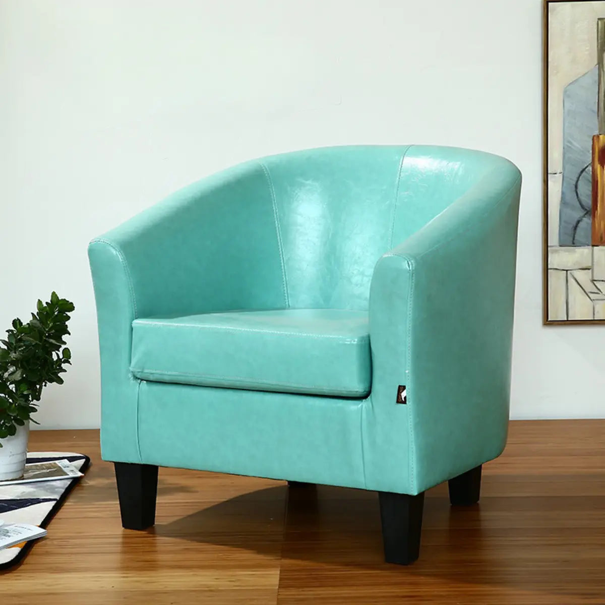 Colorful Linen Fixed Back Barrel Chair with Slipcover Image - 5