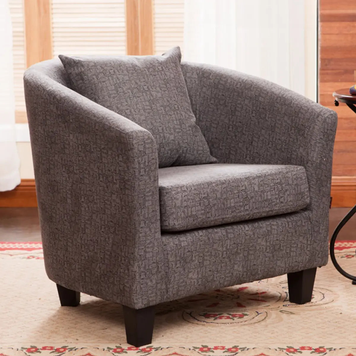 Colorful Linen Fixed Back Barrel Chair with Slipcover Image - 6