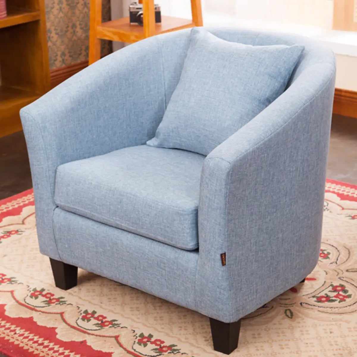 Colorful Linen Fixed Back Barrel Chair with Slipcover Image - 7