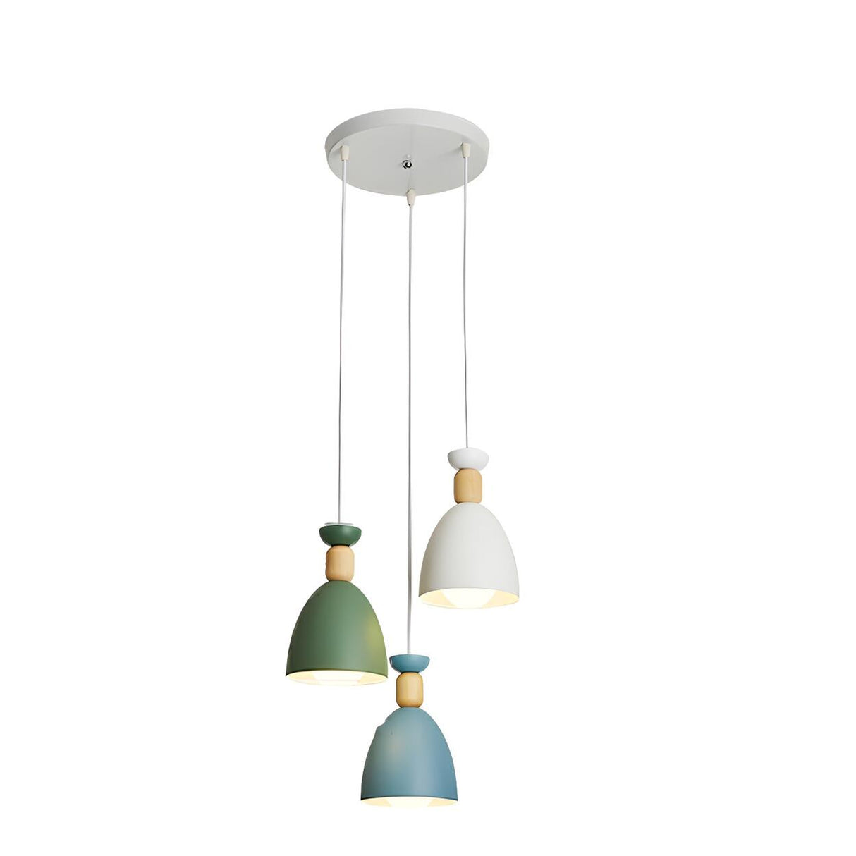 Colorful Nordic Wooden Iron Cone Pendant Light Image - 10