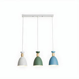 Colorful Nordic Wooden Iron Cone Pendant Light Image - 9