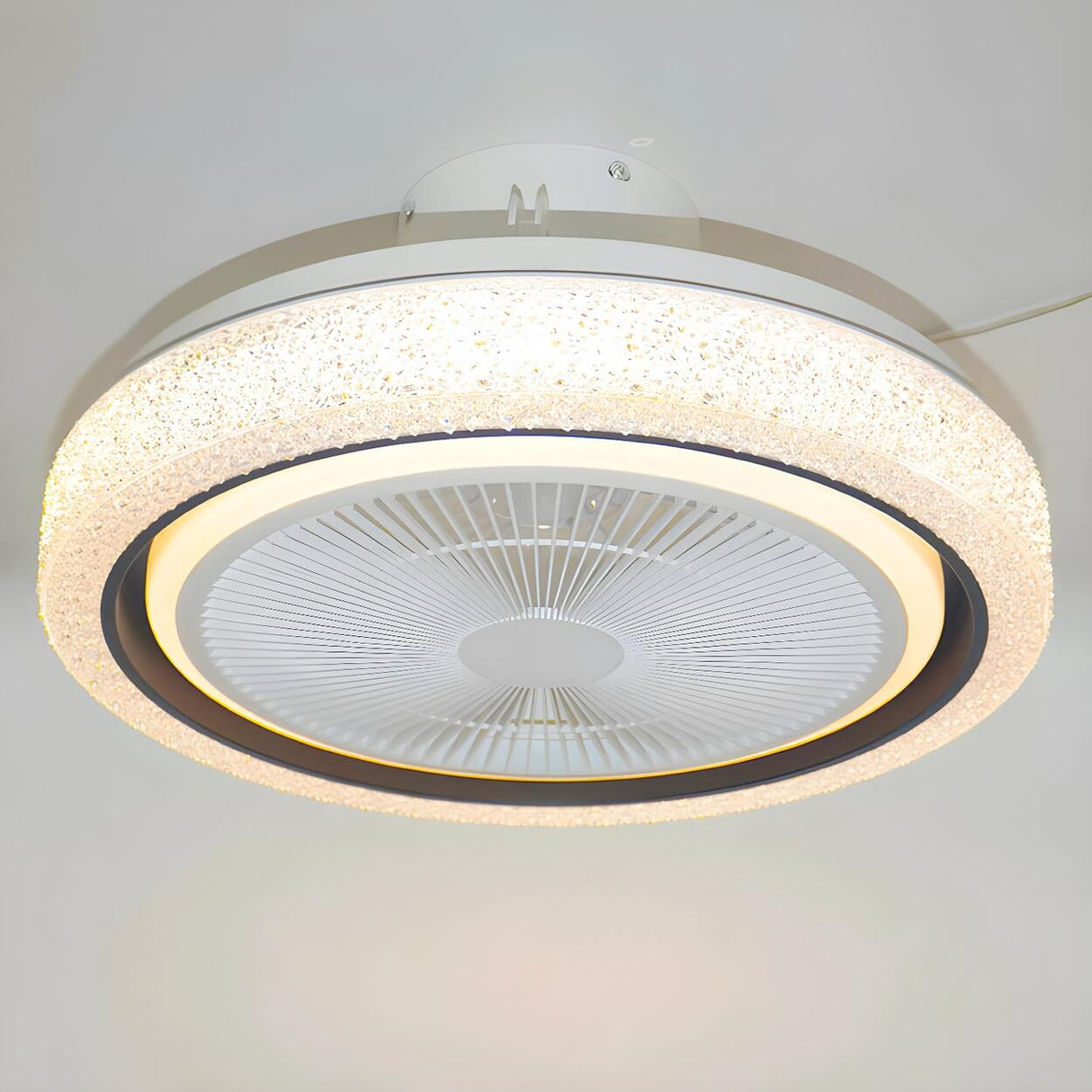 Colorful Round Flush Bladeless Ceiling Fan with Light Image - 6