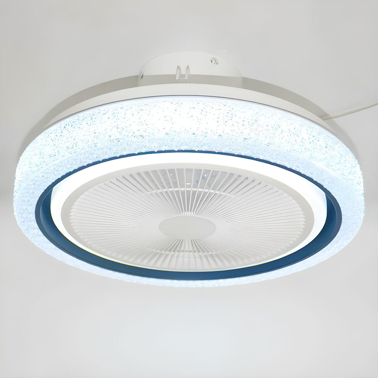 Colorful Round Flush Bladeless Ceiling Fan with Light Image - 7