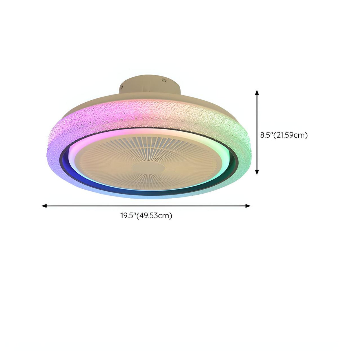 Colorful Round Flush Bladeless Ceiling Fan with Light 