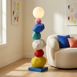 Colorful Sculptural Pebble Floor Lamp with Globe LED Light Image - 2