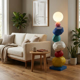 Colorful Sculptural Pebble Floor Lamp with Globe LED Light Image - 4