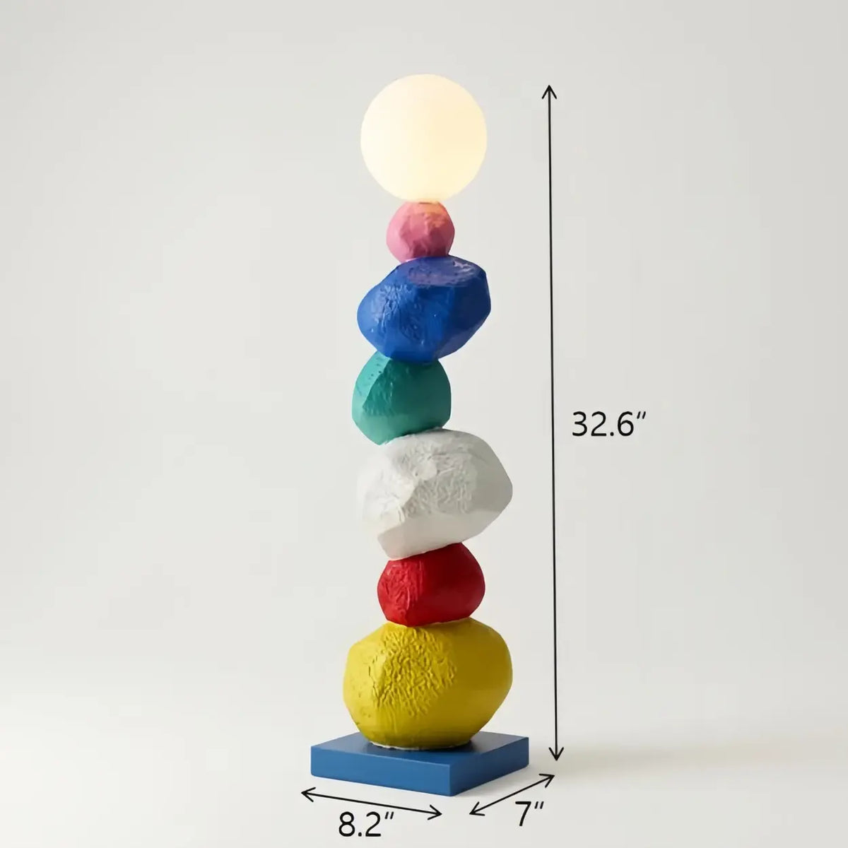 Colorful Sculptural Pebble Floor Lamp with Globe LED Light Image - 9 