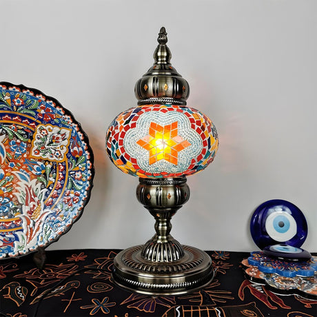 Colorful Turkish Moroccan Glass Stand Decor Table Lamp Image - 1