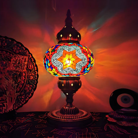 Colorful Turkish Moroccan Glass Stand Decor Table Lamp Image - 2