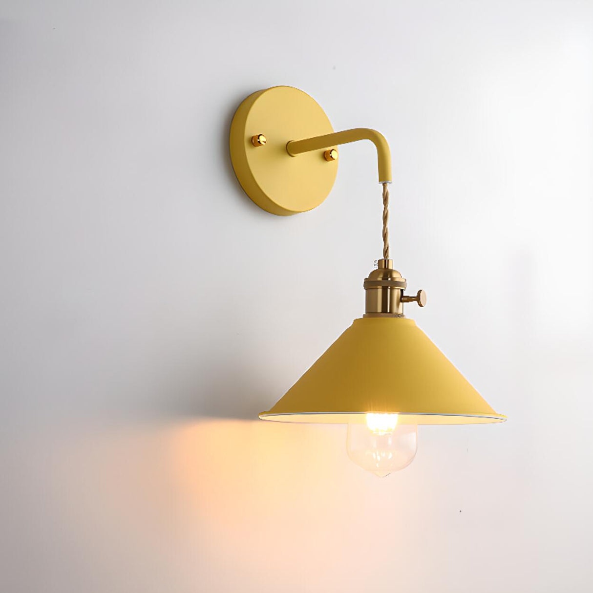 Colorful Vintage Brass Cone Wall Sconce Lights Image - 11