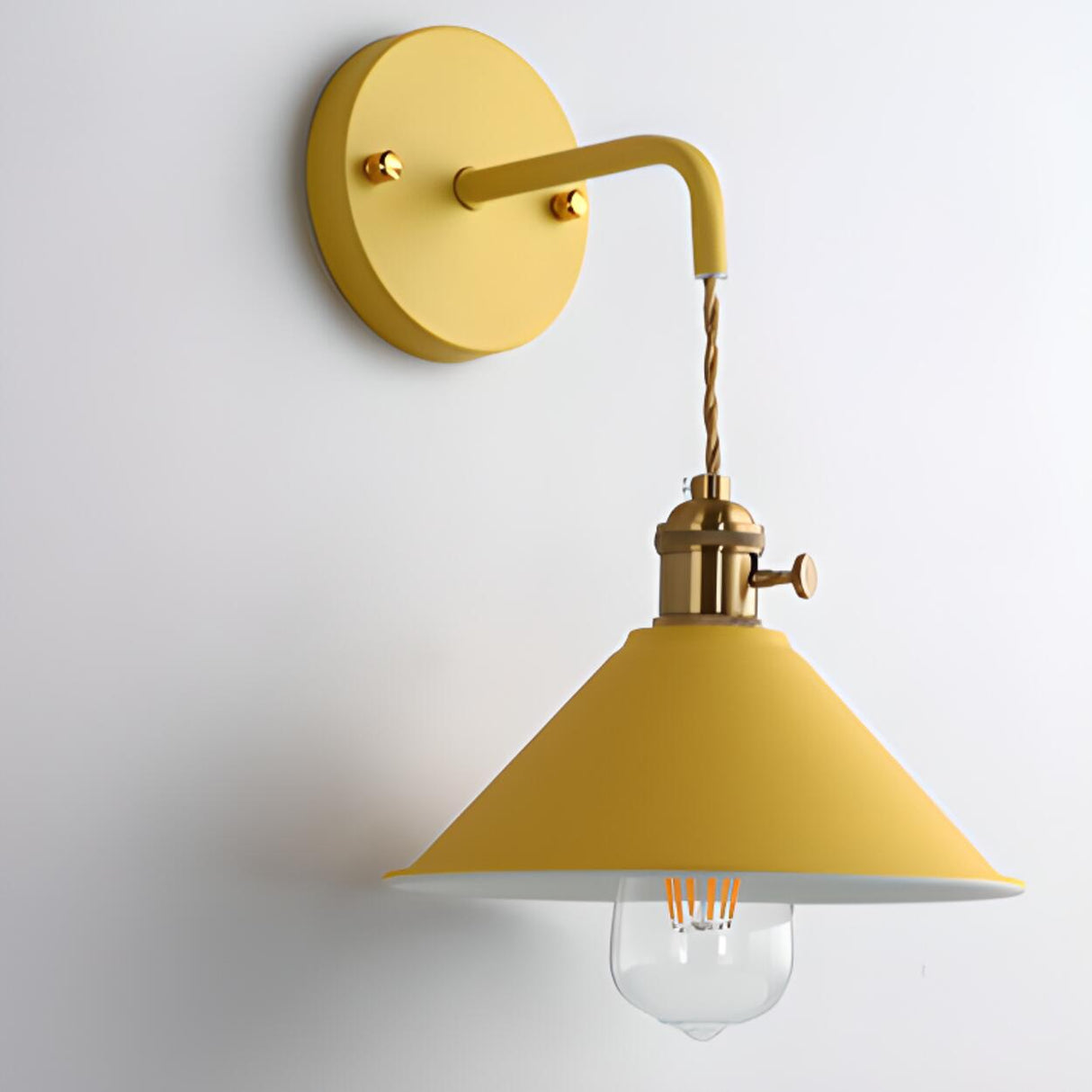 Colorful Vintage Brass Cone Wall Sconce Lights Image - 13
